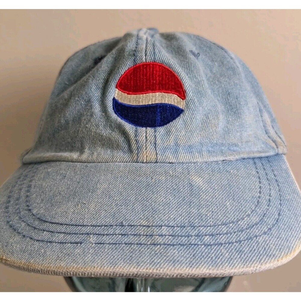 Vintage 80’s PEPSI Denim Adjustable Hat  Fahrenheit Pepsi Symbol